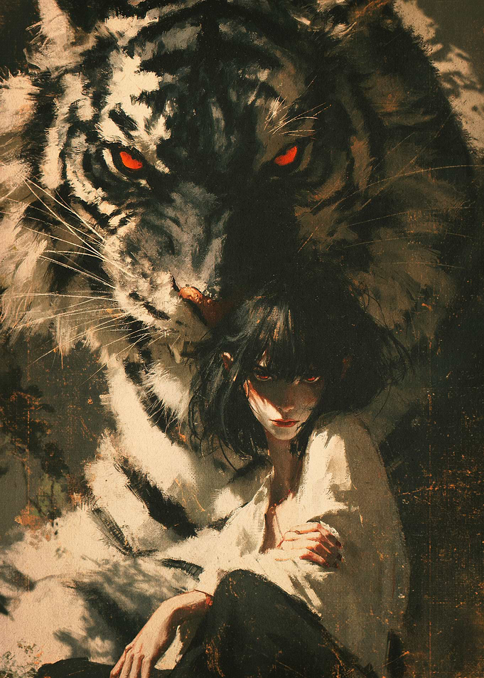 Tiger Girl Dark Fantasy Art