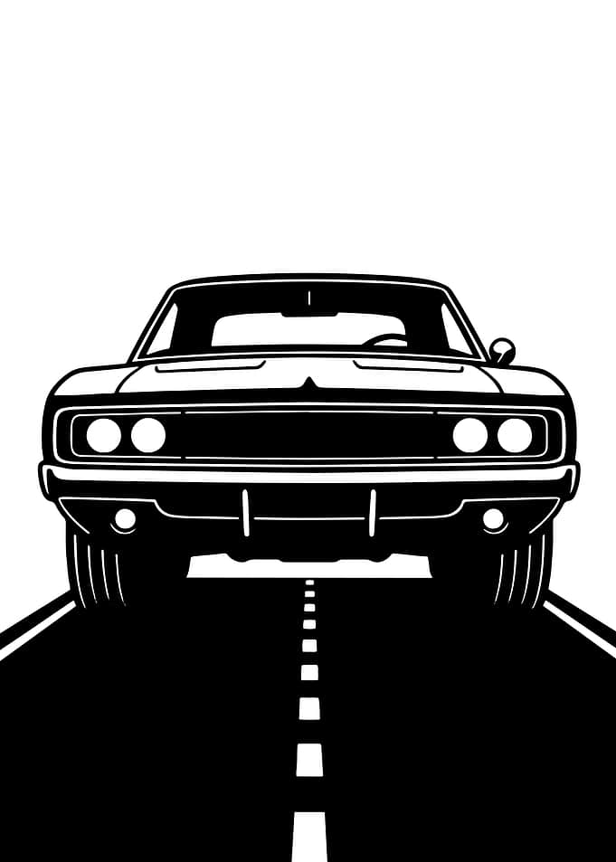 Classic Muscle Car on Road