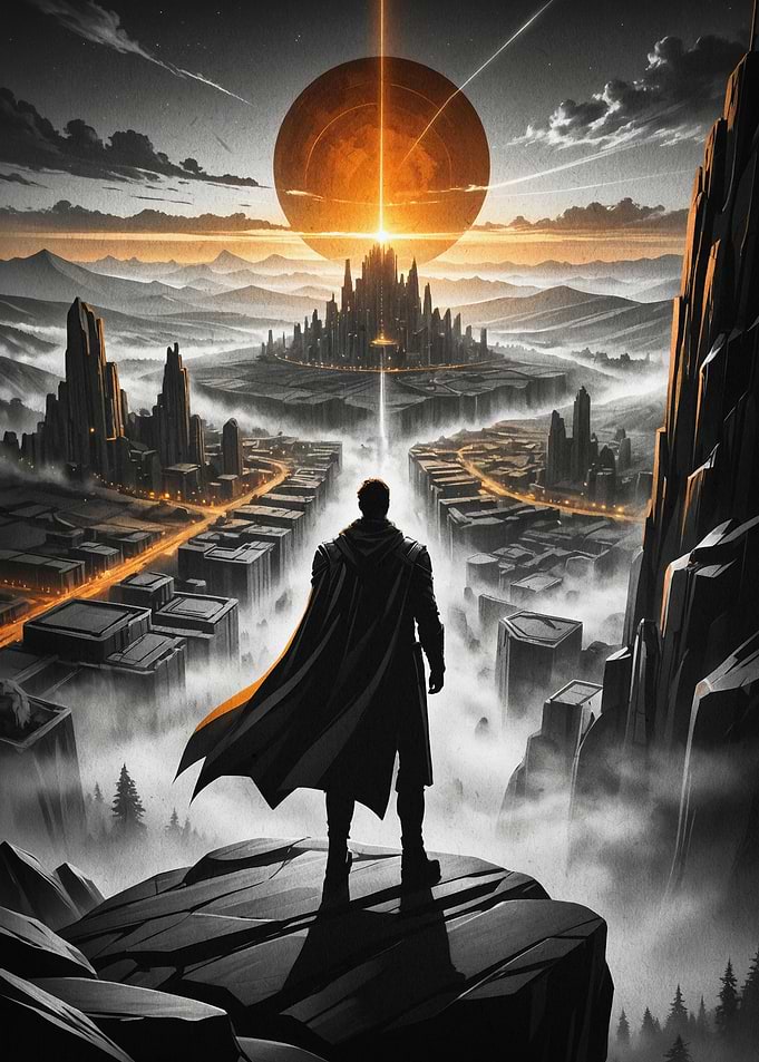 Sci-Fi Hero Cityscape Epic Art