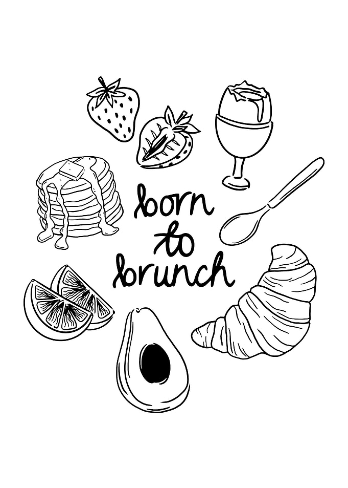 Born to Brunch Line Art Illustration