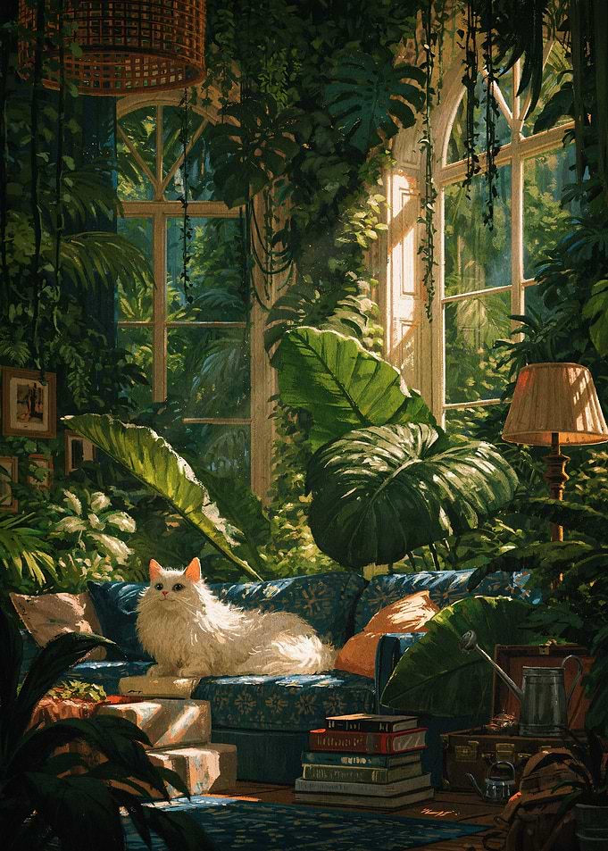 Cozy Cat Jungle Room Aesthetic Art