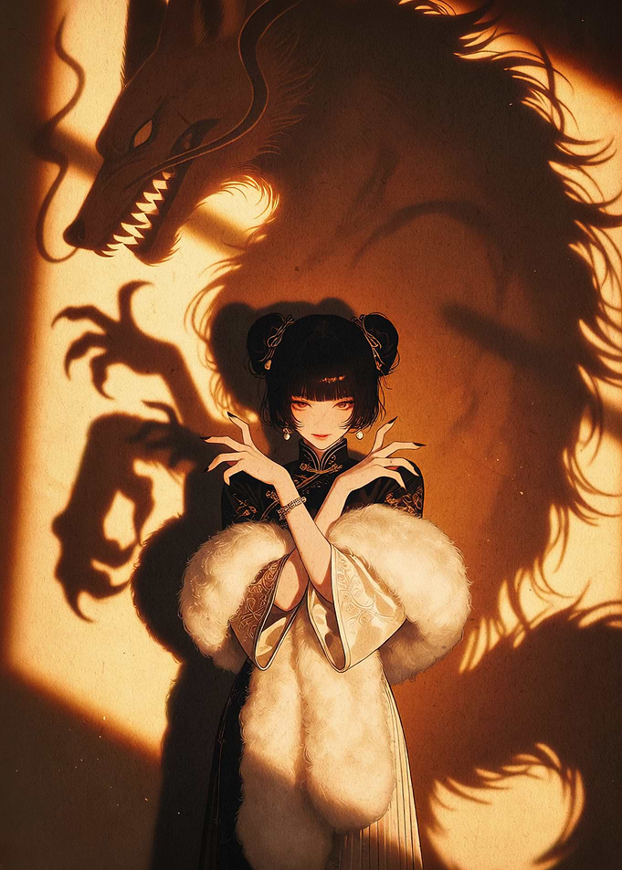 Dragon Shadow Anime Girl Art