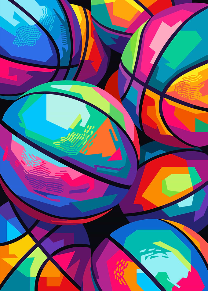 Colorful Pop Art Basketball Collage
