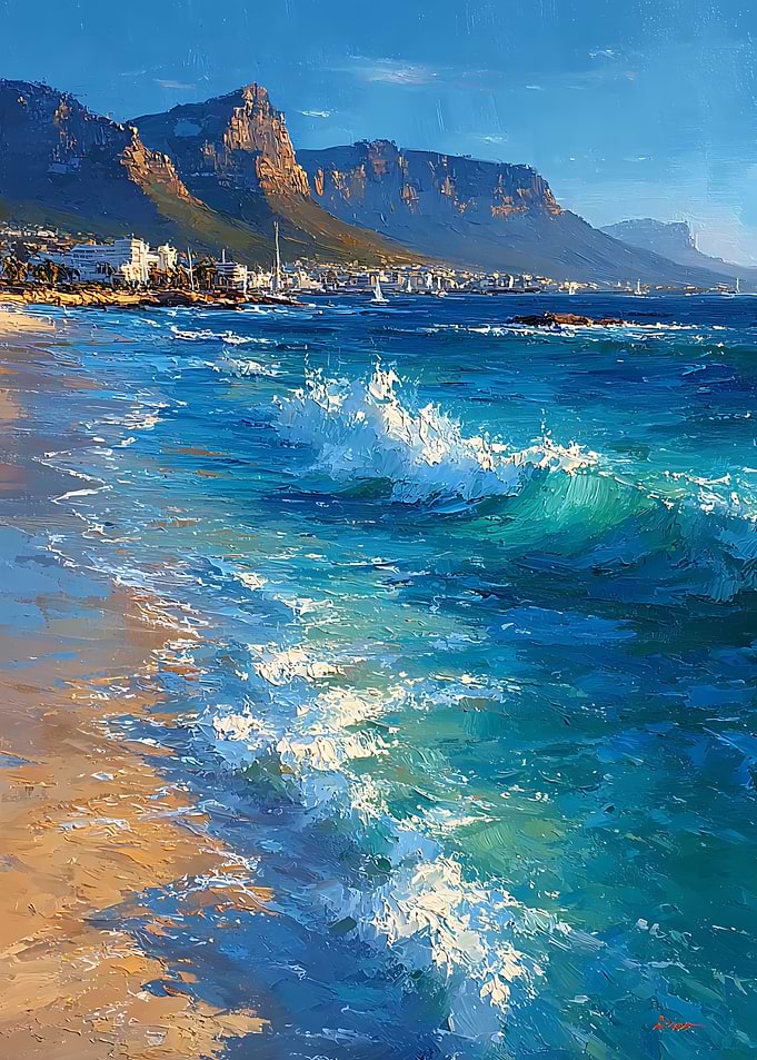 Oil Painting of Table Mountain Coastline