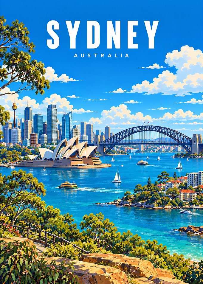 Sydney Australia Travel Poster