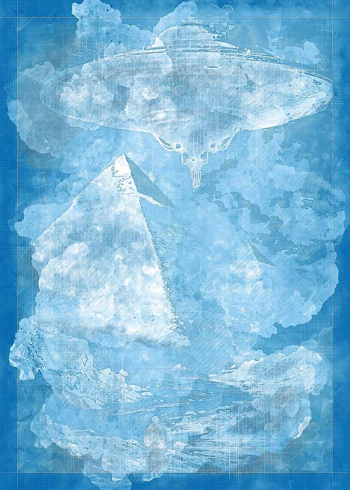 UFO Over Ancient Pyramid Blueprint