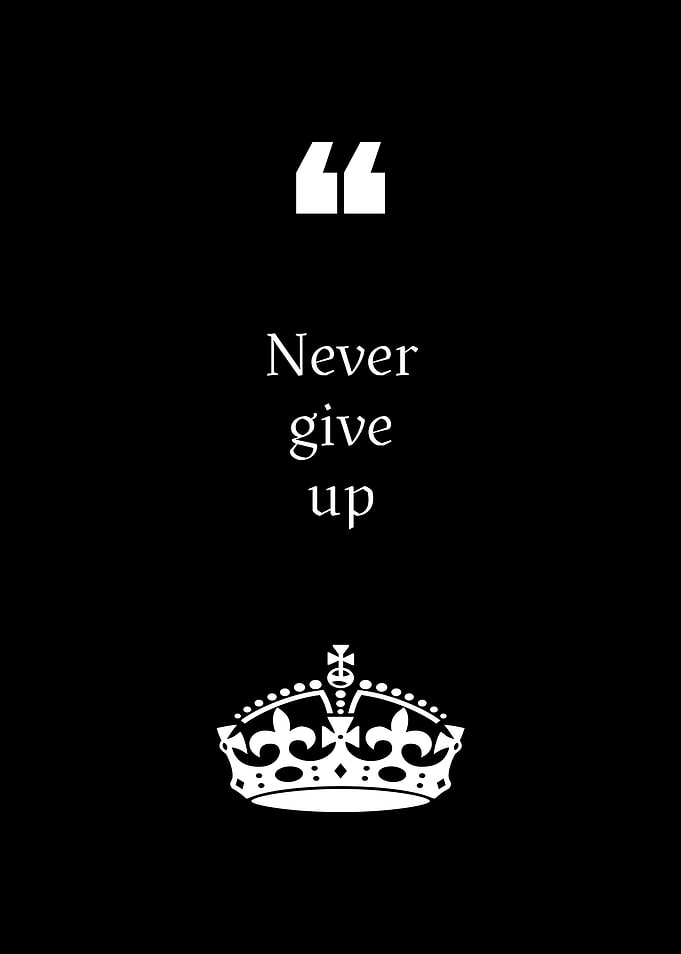 Never Give Up Inspirational Quote Poster