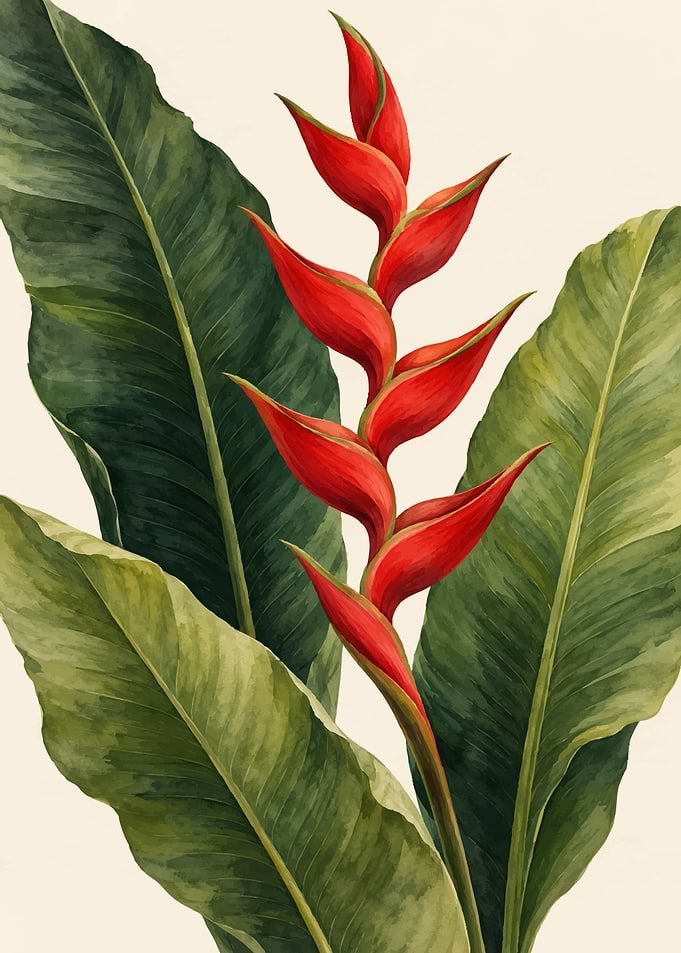 Vibrant Red Heliconia Tropical Flower