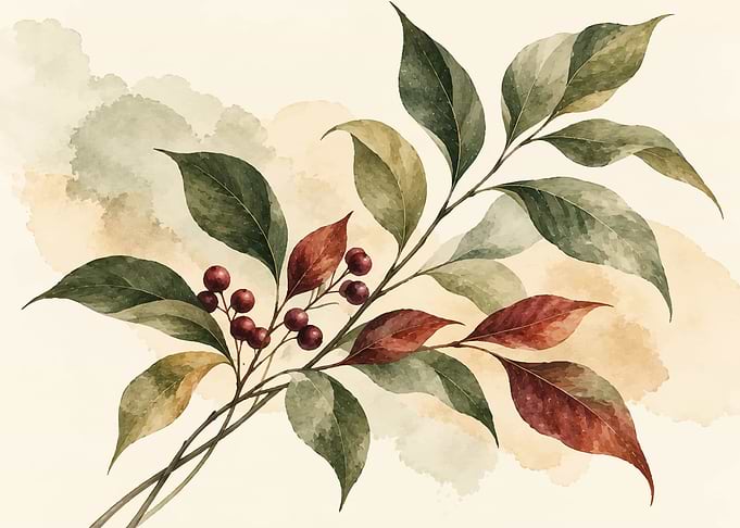 Watercolor Botanical Branch with Berries