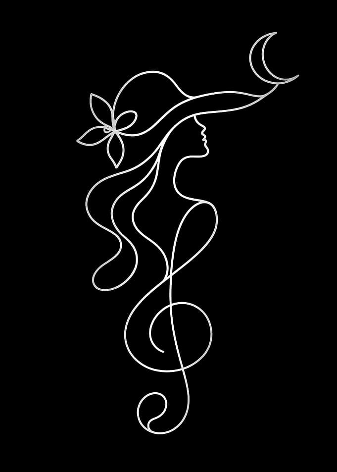 Minimalist Woman and Treble Clef Line Art