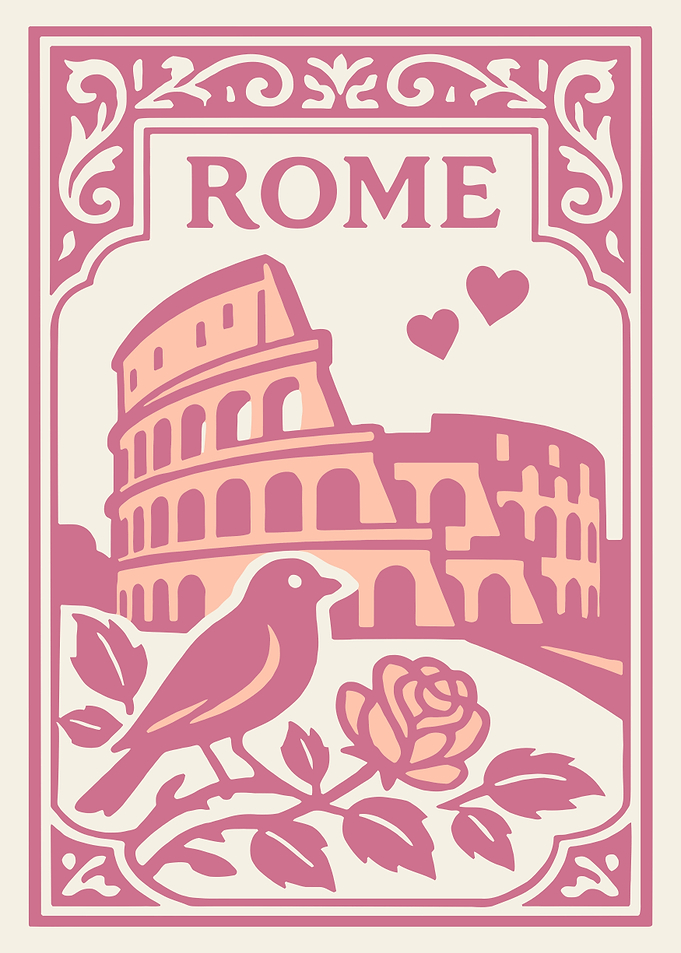 Vintage Rome Travel Poster Illustration