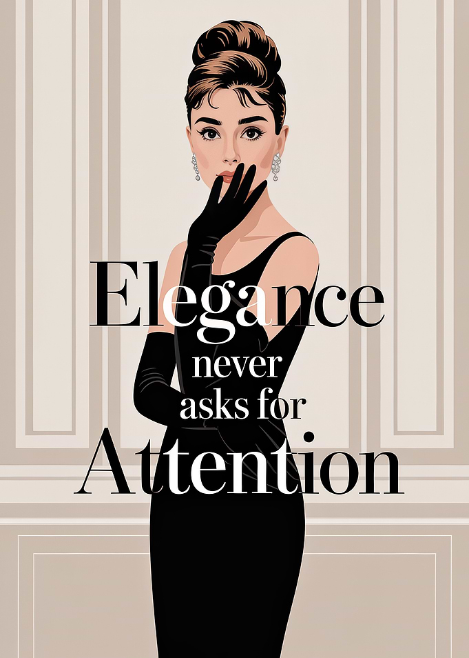 Audrey Hepburn Elegance Quote Poster