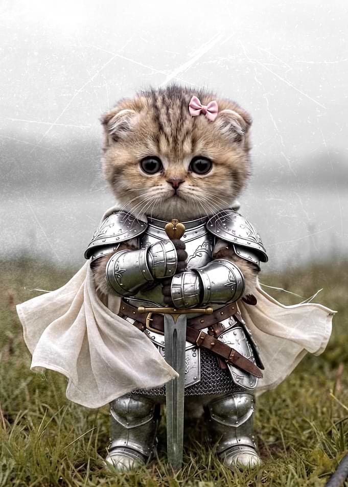 Cute Kitten Knight in Armor