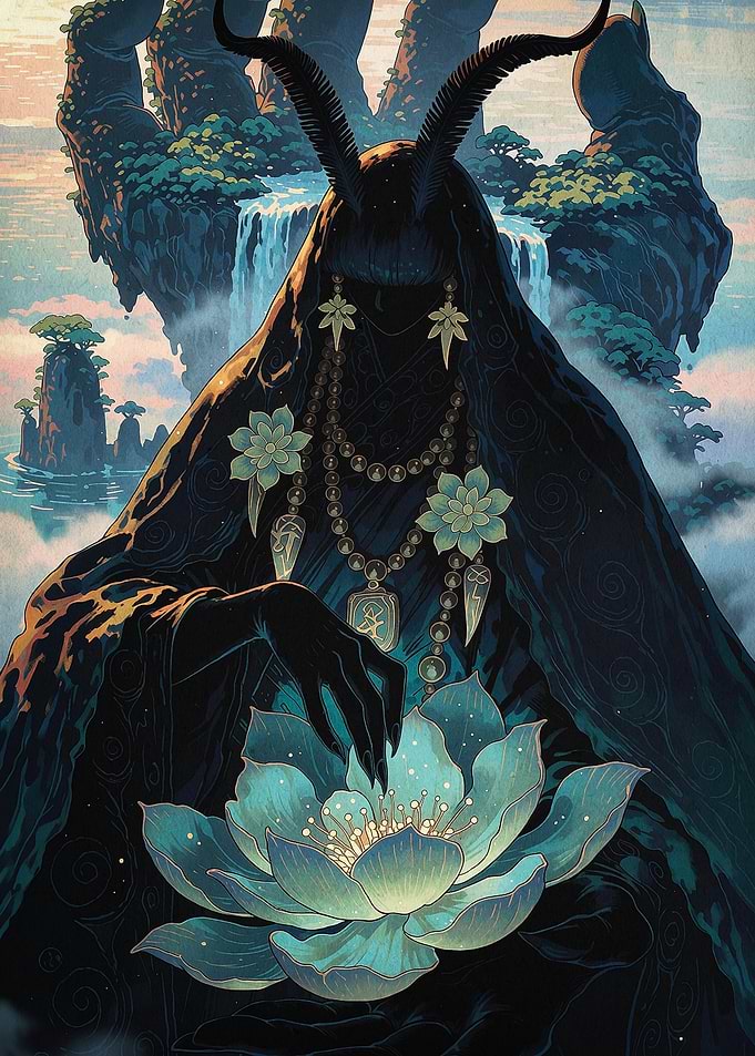 Dark Spirit Lotus Fantasy Poster