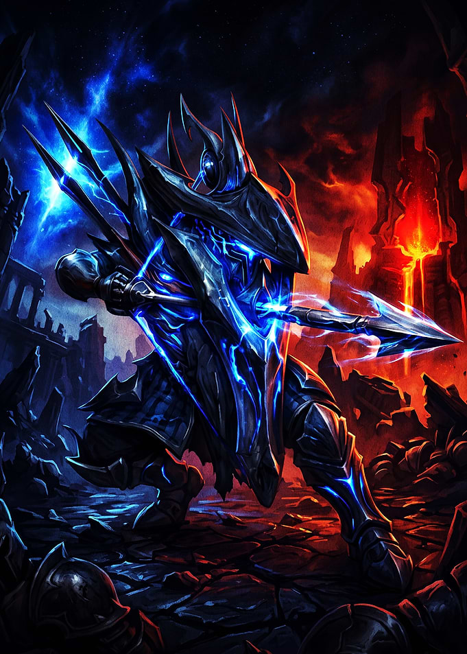 Fantasy Knight with Glowing Blue Spear