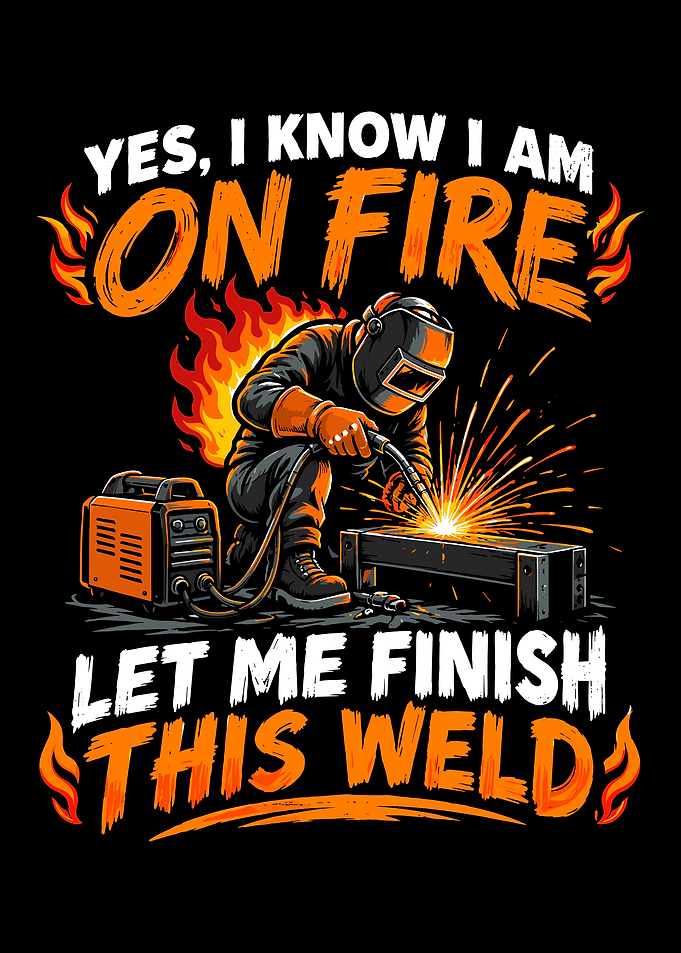 Welder On Fire Funny T-Shirt Design