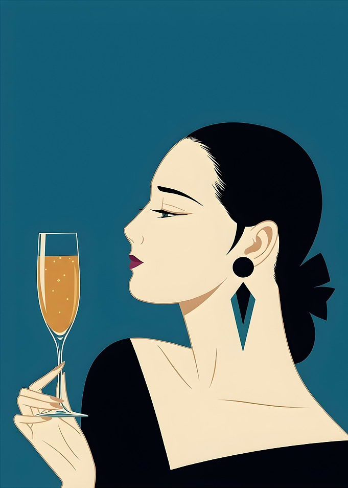 Elegant Woman with Champagne Glass