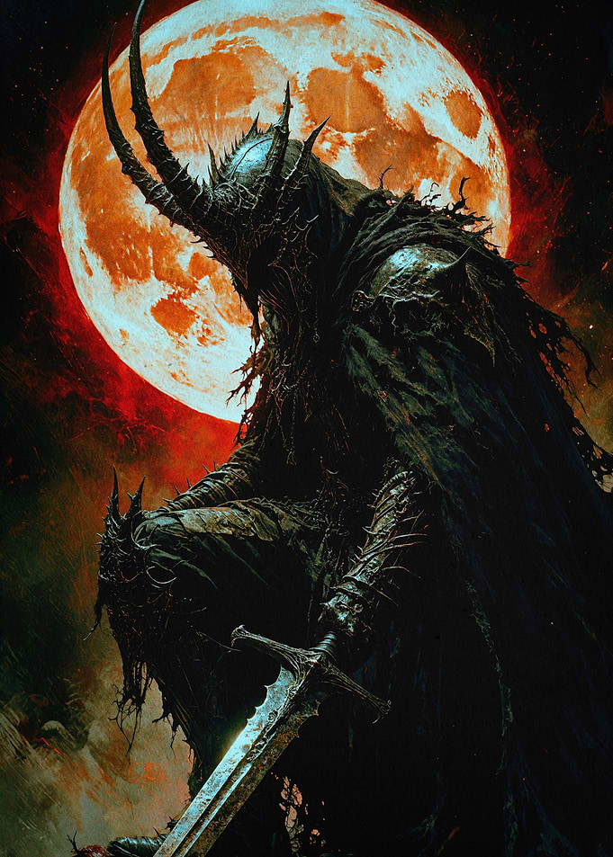 Dark Knight Blood Moon Fantasy Art