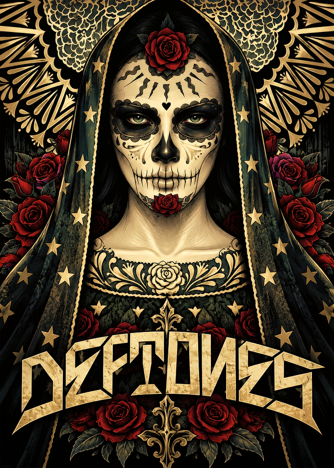 Deftones Sugar Skull Rose Poster
