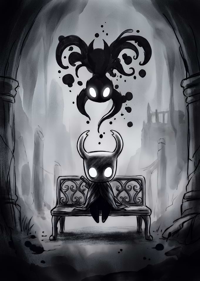 Hollow Knight Resting on Bench