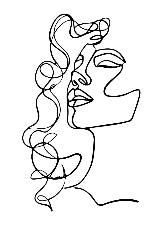 Minimalist One Line Woman Portrait