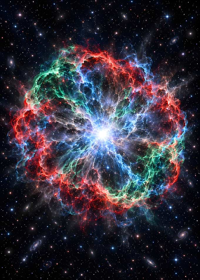 Vibrant Supernova Nebula in Deep Space