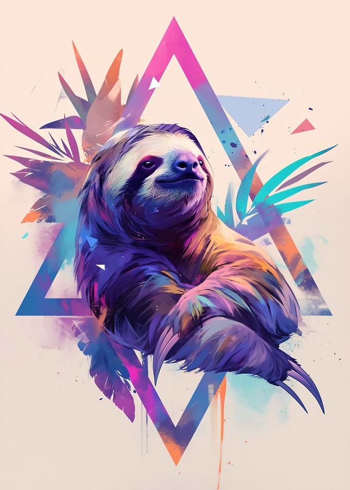Colorful Artistic Sloth Portrait
