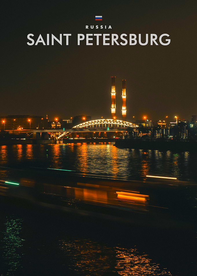 Saint Petersburg Night Cityscape Poster