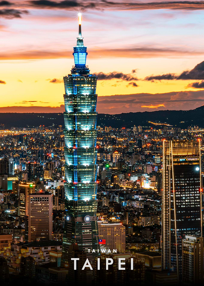 Taipei 101 Skyscraper at Sunset