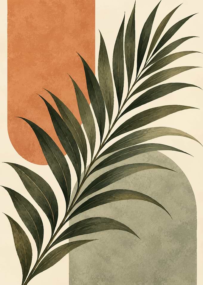 Minimalist Palm Leaf Abstract Wall Art
