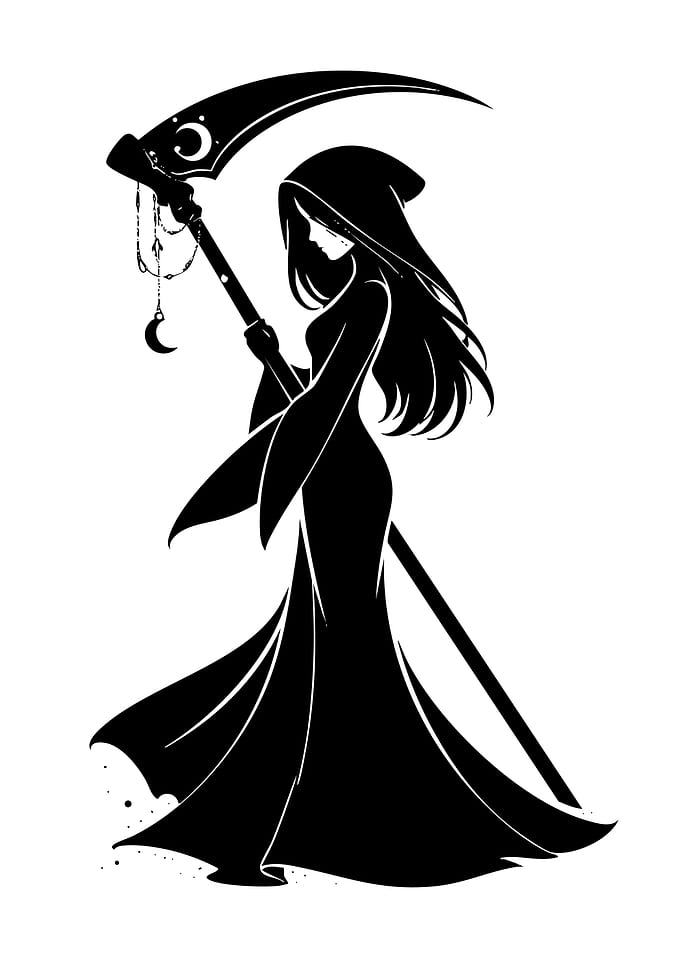 Silhouette of a Grim Reaper Girl