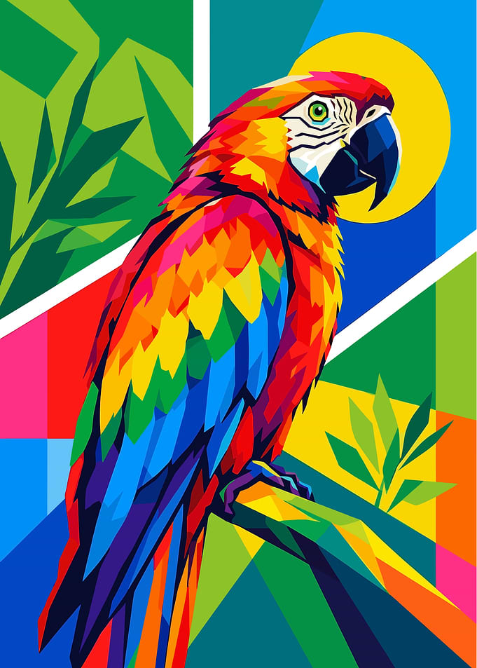 Colorful Pop Art Macaw Parrot