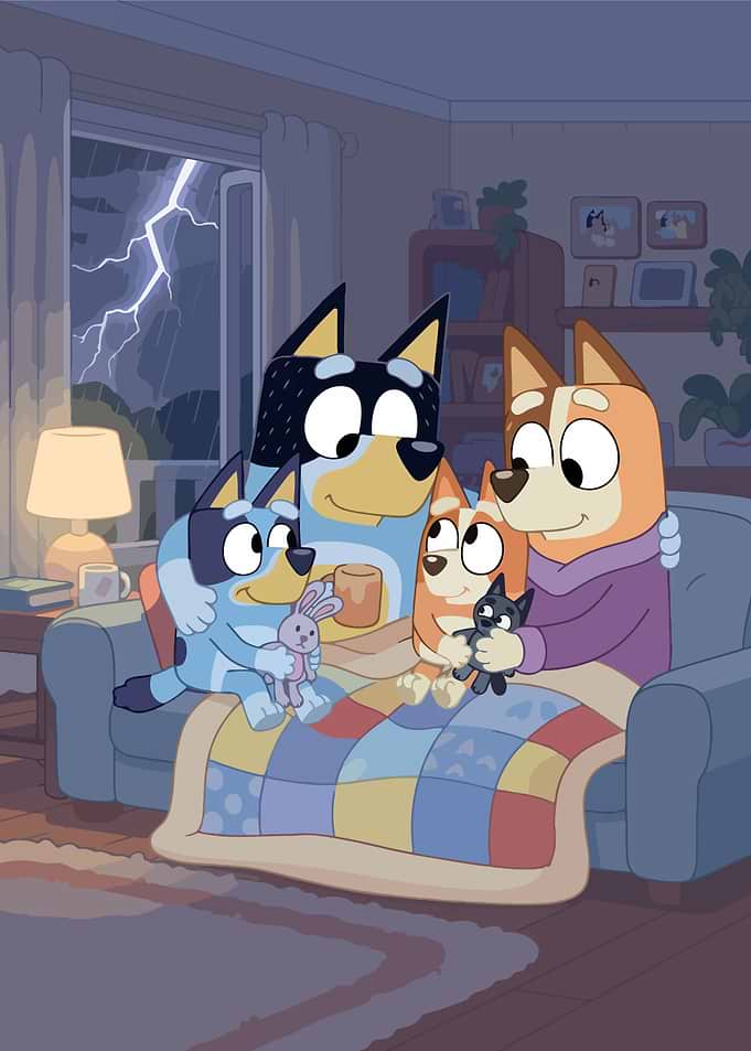The Heeler Family Cozy Stormy Night
