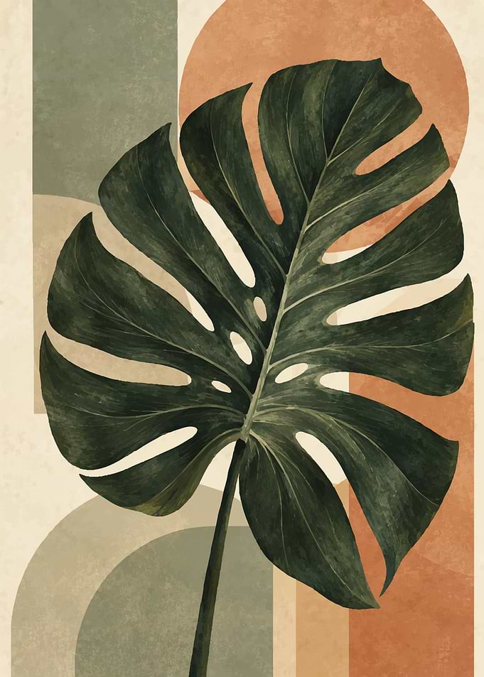 Abstract Monstera Leaf Wall Art