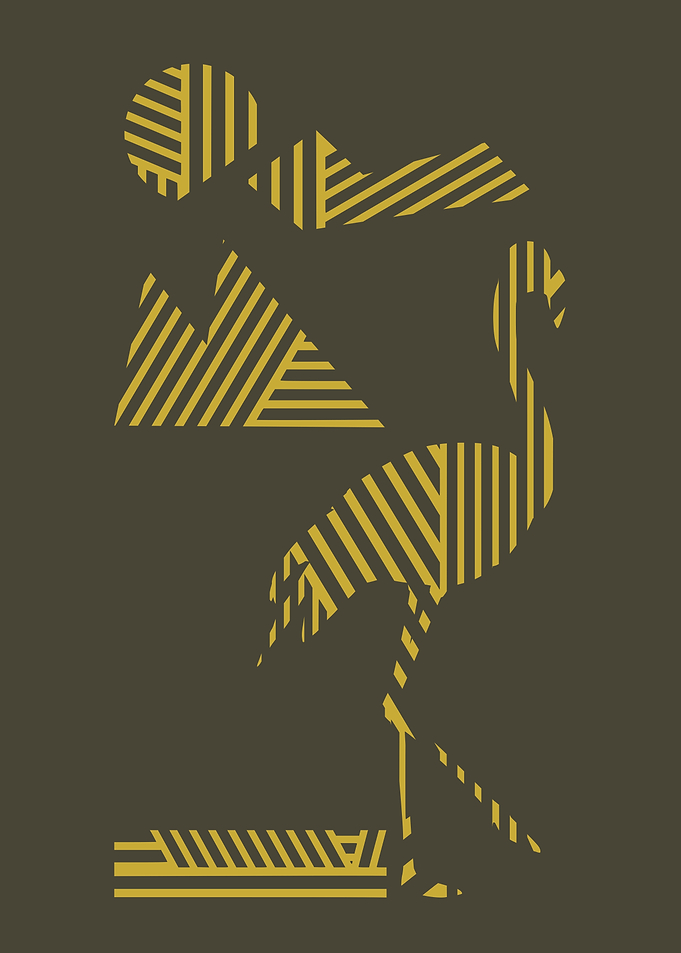 Minimalist Flamingo and Mountain Graphic