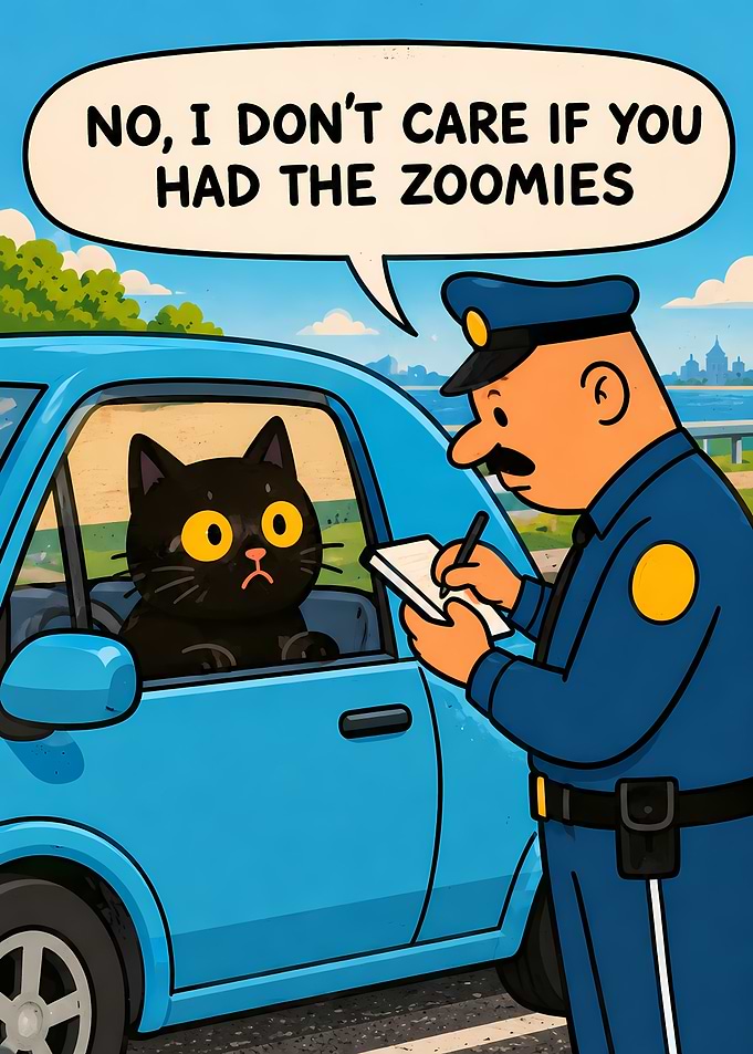 Cat Pulled Over for Speeding