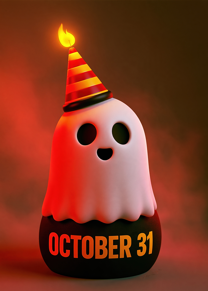 Cute Halloween Ghost with Party Hat