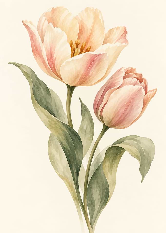 Soft Watercolor Tulip Illustration