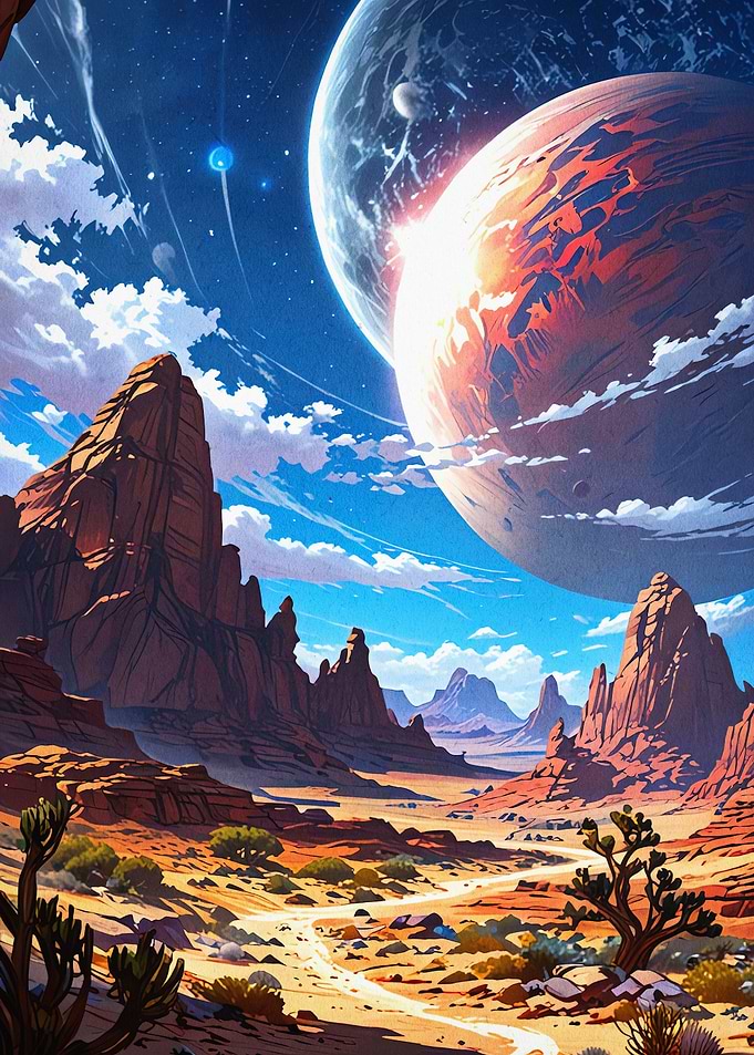 Alien Desert Planet Retro Space Art