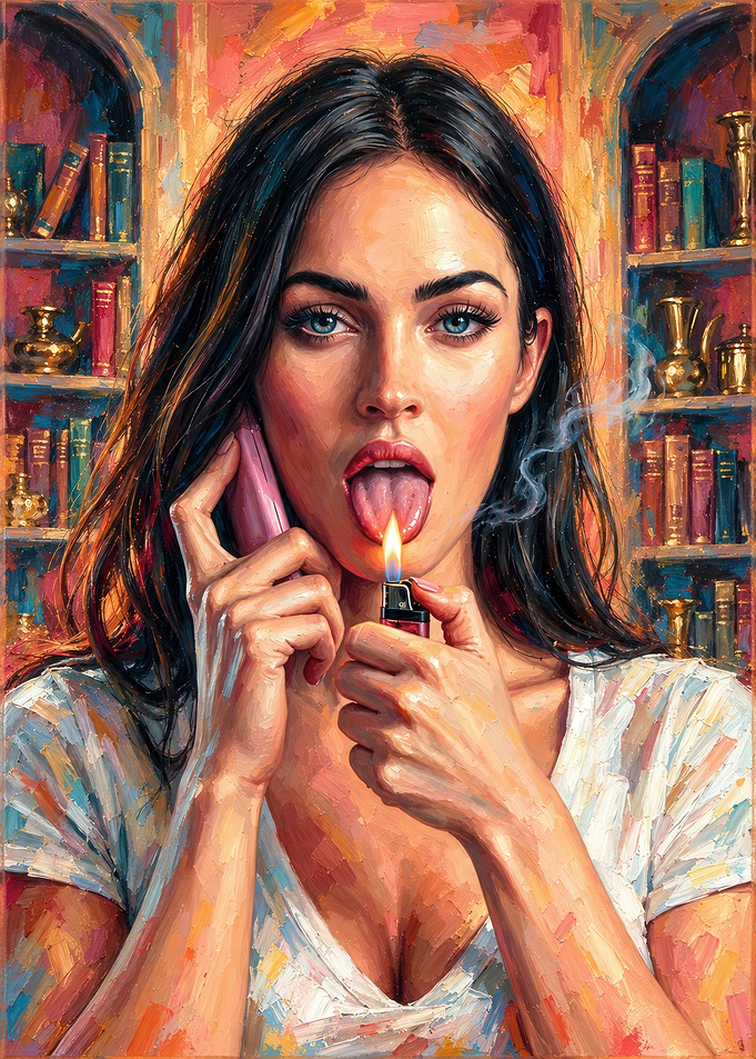 Megan Fox Portrait with Lighter