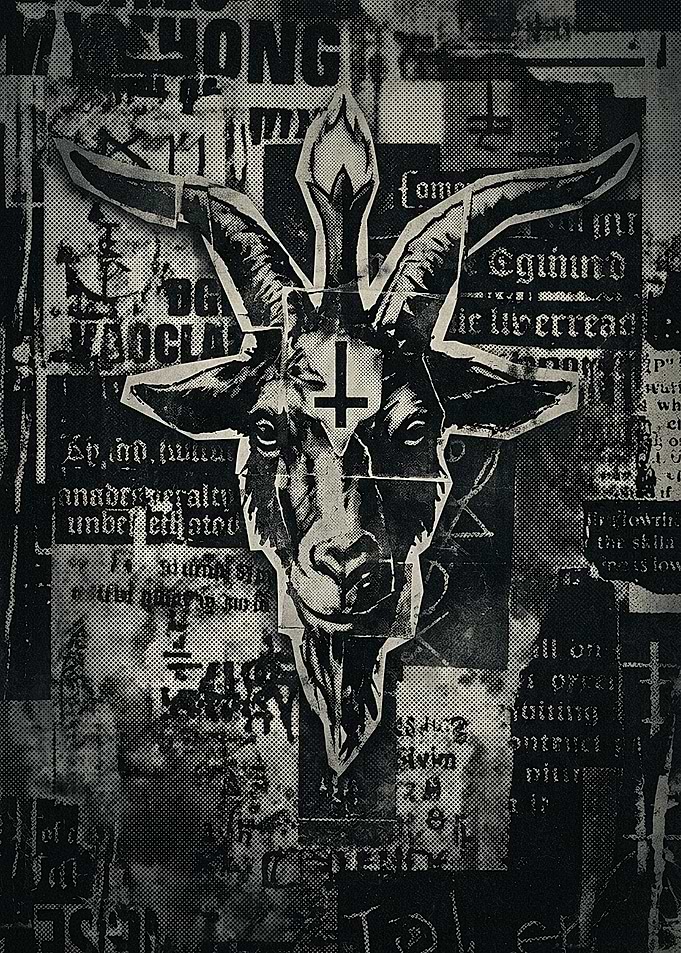 Baphomet Goat Head Collage Art