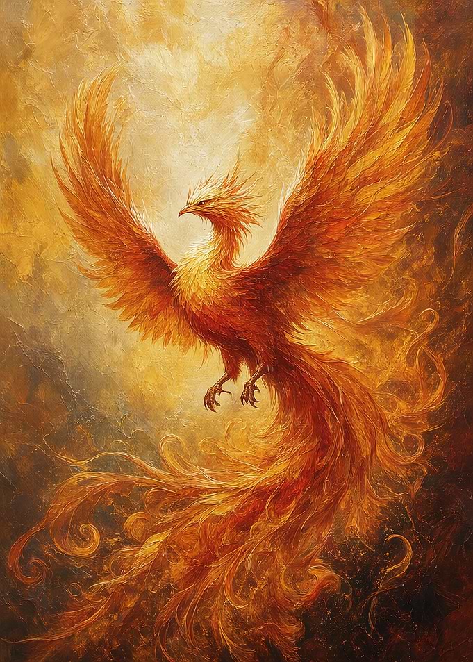 Majestic Fiery Phoenix Rising