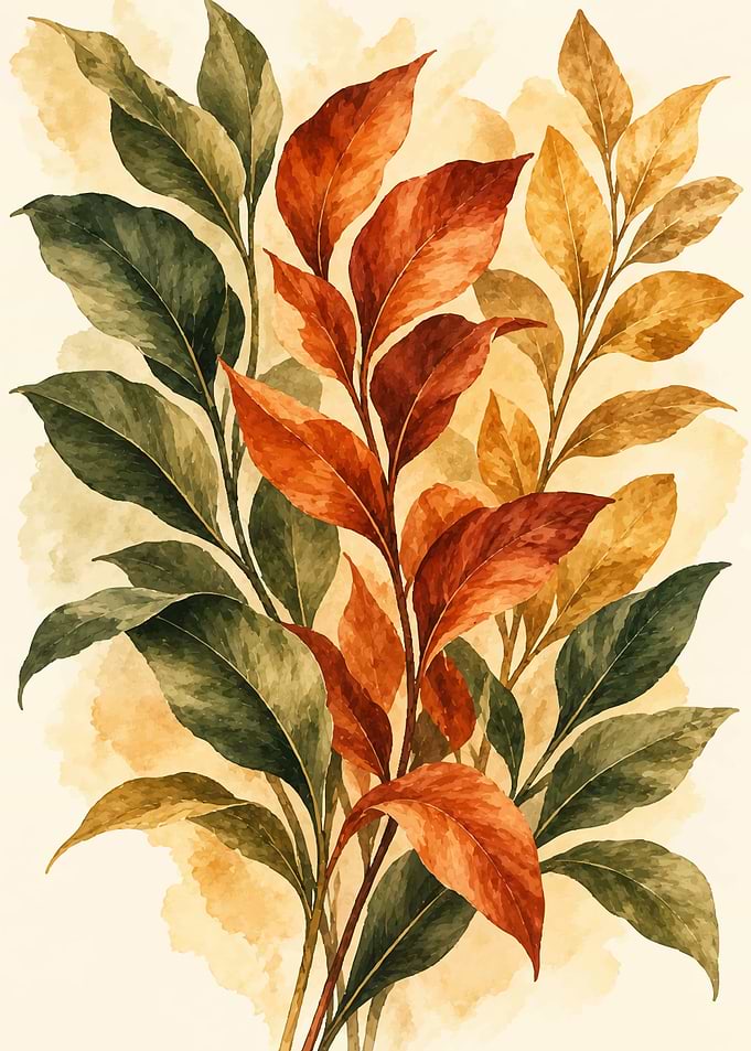 Watercolor Autumn Leaves Botanical Illustration