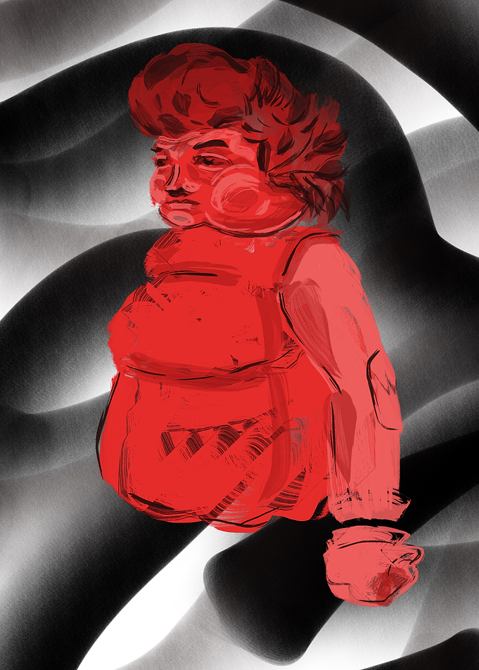 Red lady paint portrait