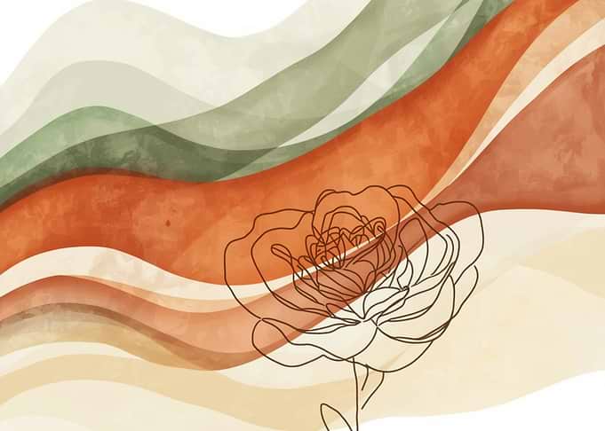 Abstract Line Art Floral Background