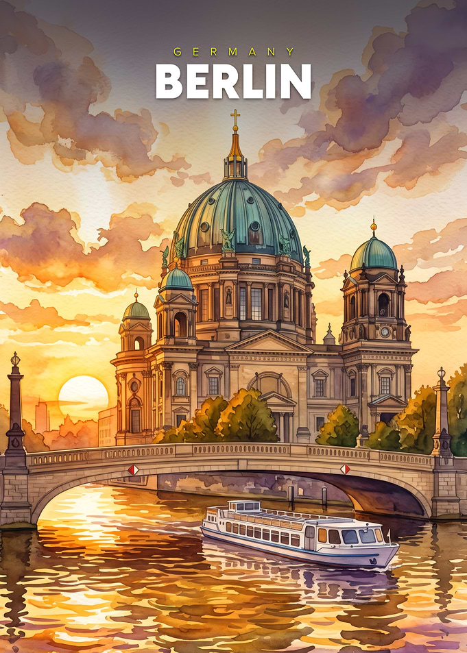 Berlin Sunset Watercolor
