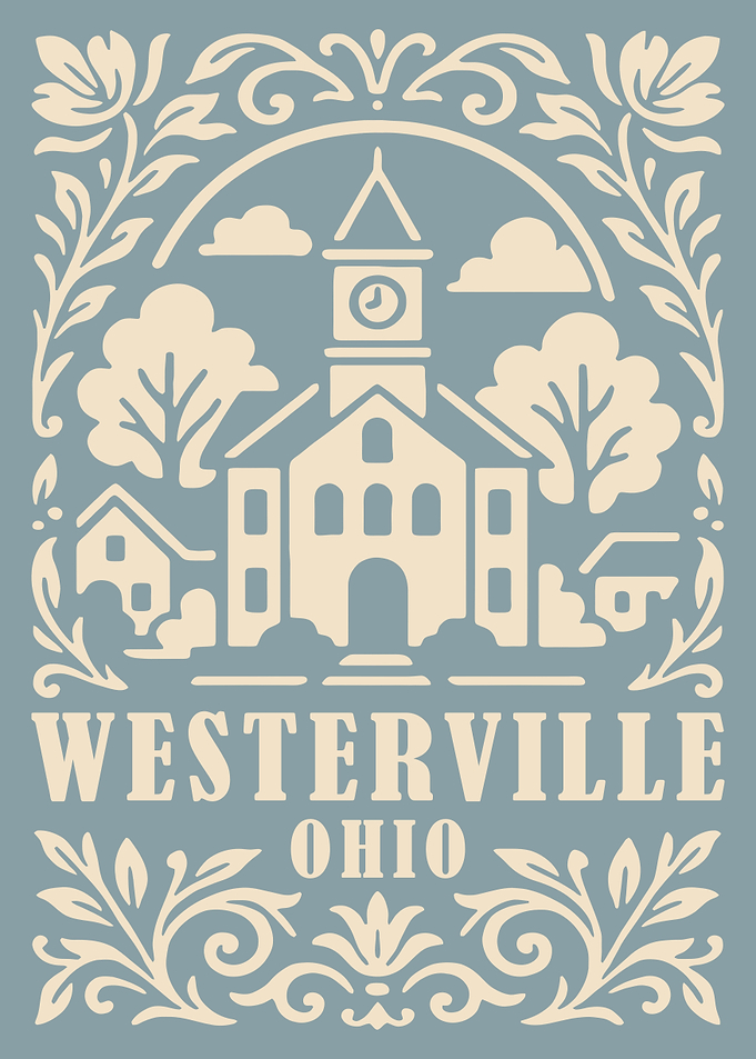 Westerville Ohio Vintage Style Illustration
