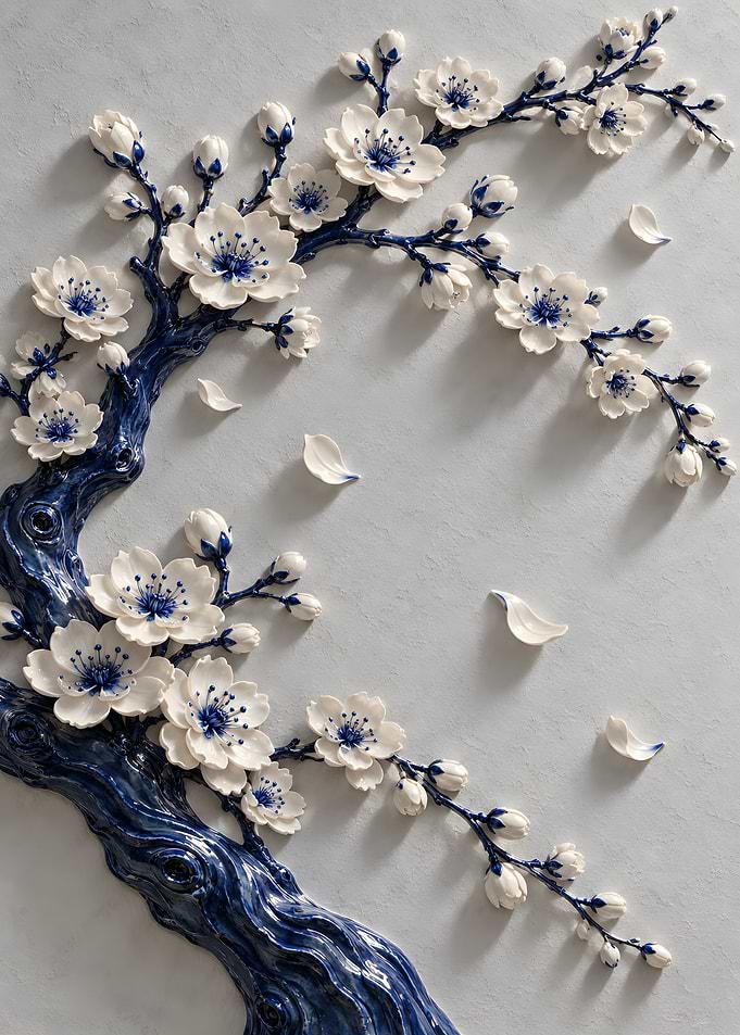 Ceramic Cherry Blossom Wall Art