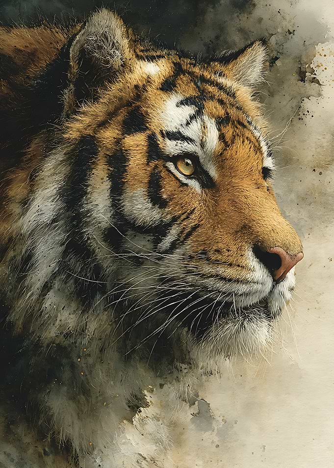 Majestic Tiger Watercolor Portrait