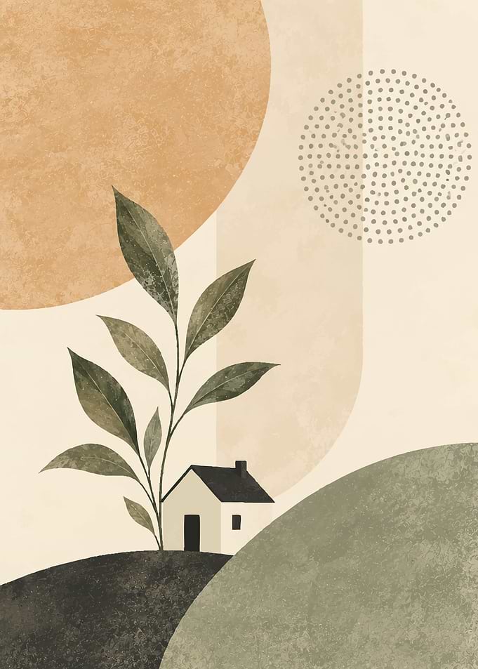 Minimalist Abstract House and Plant Art